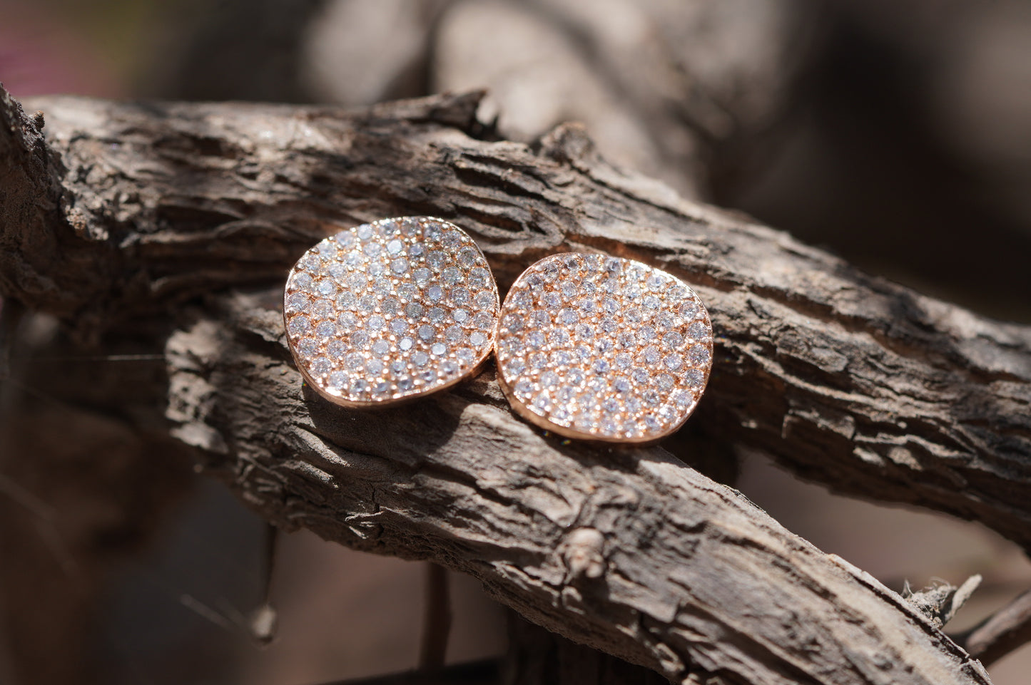 Rose Gold Tone Pavé Crystal Stud Earrings | Elegant Fashion Jewelry