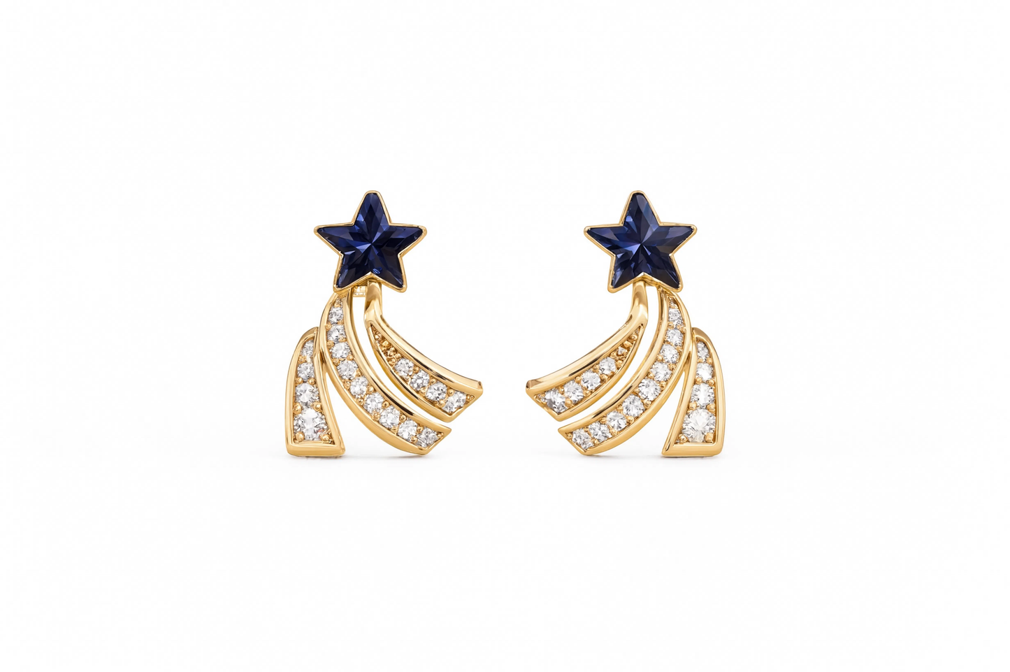 Blue Star Shooting Star Stud Earrings