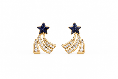 Blue Star Shooting Star Stud Earrings