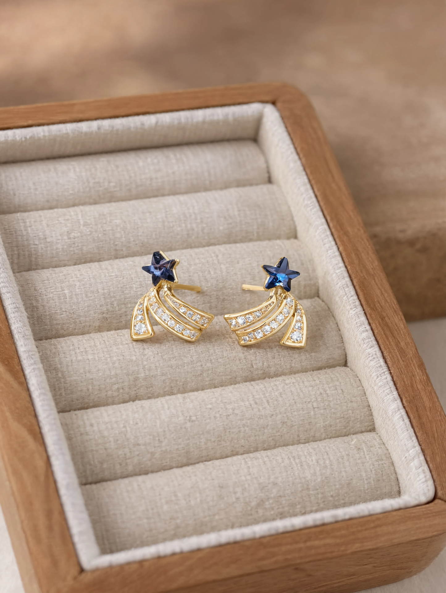 Blue Star Shooting Star Stud Earrings