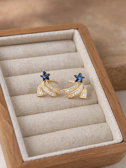 Blue Star Shooting Star Stud Earrings