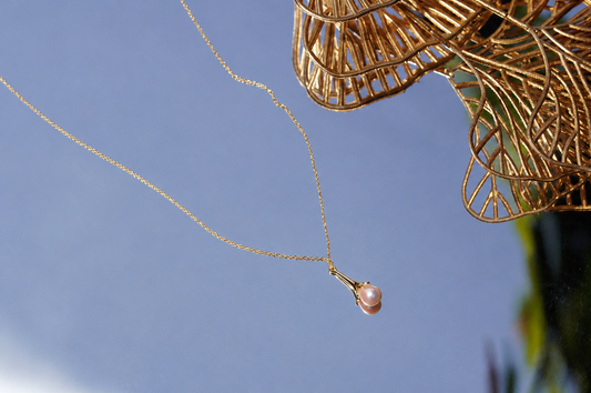 Dainty Pearl Drop Pendant Necklace – Minimalist Gold Tone Pearl Necklace for Women