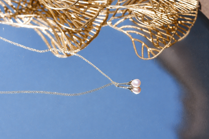 Dainty Pearl Drop Pendant Necklace – Minimalist Gold Tone Pearl Necklace for Women