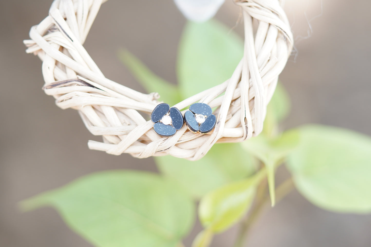 Blue Floral Crystal Stud Earrings | Elegant Flower Earrings for Women