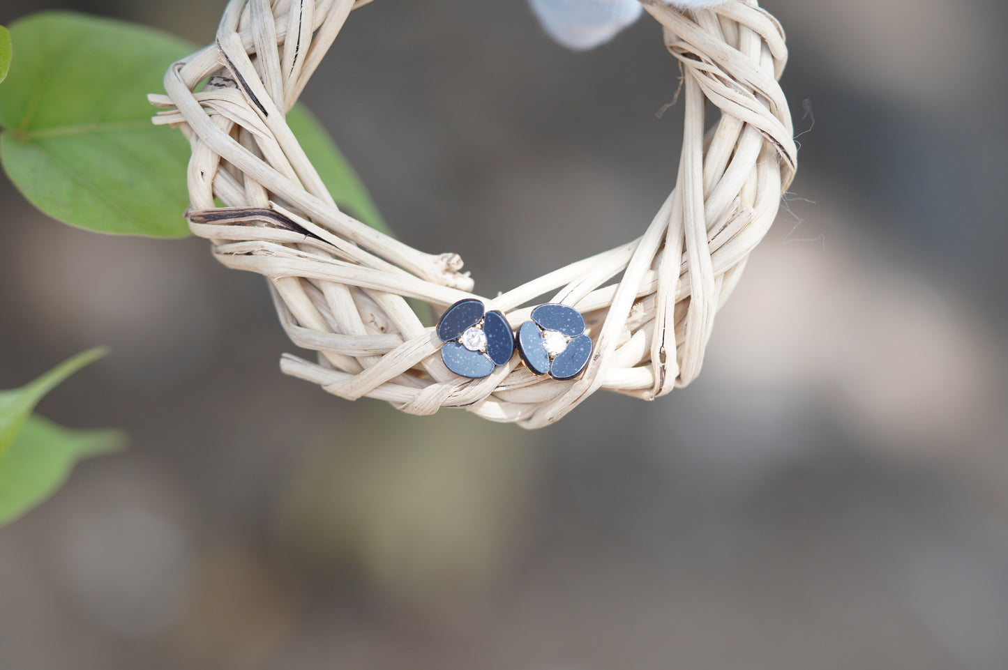 Blue Floral Crystal Stud Earrings | Elegant Flower Earrings for Women
