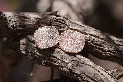 Rose Gold Tone Pavé Crystal Stud Earrings | Elegant Fashion Jewelry
