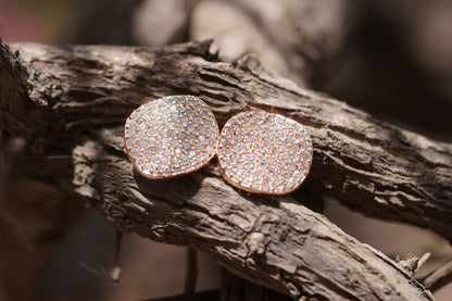 Rose Gold Tone Pavé Crystal Stud Earrings | Elegant Fashion Jewelry