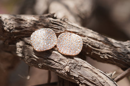 Rose Gold Tone Pavé Crystal Stud Earrings | Elegant Fashion Jewelry