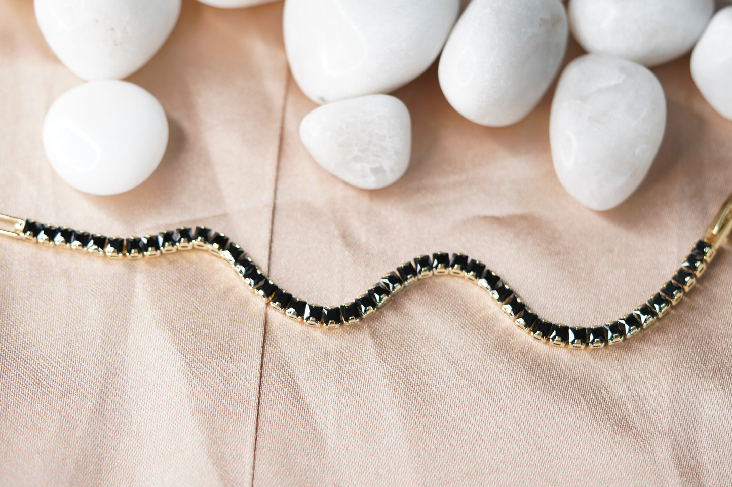 Black Tennis Bracelet, Black Jewelry, Tennis Bracelet, Black Gemstone Bracelet, Minimalist Bracelet, Dainty Bracelet, Gift for Her, Bracelet