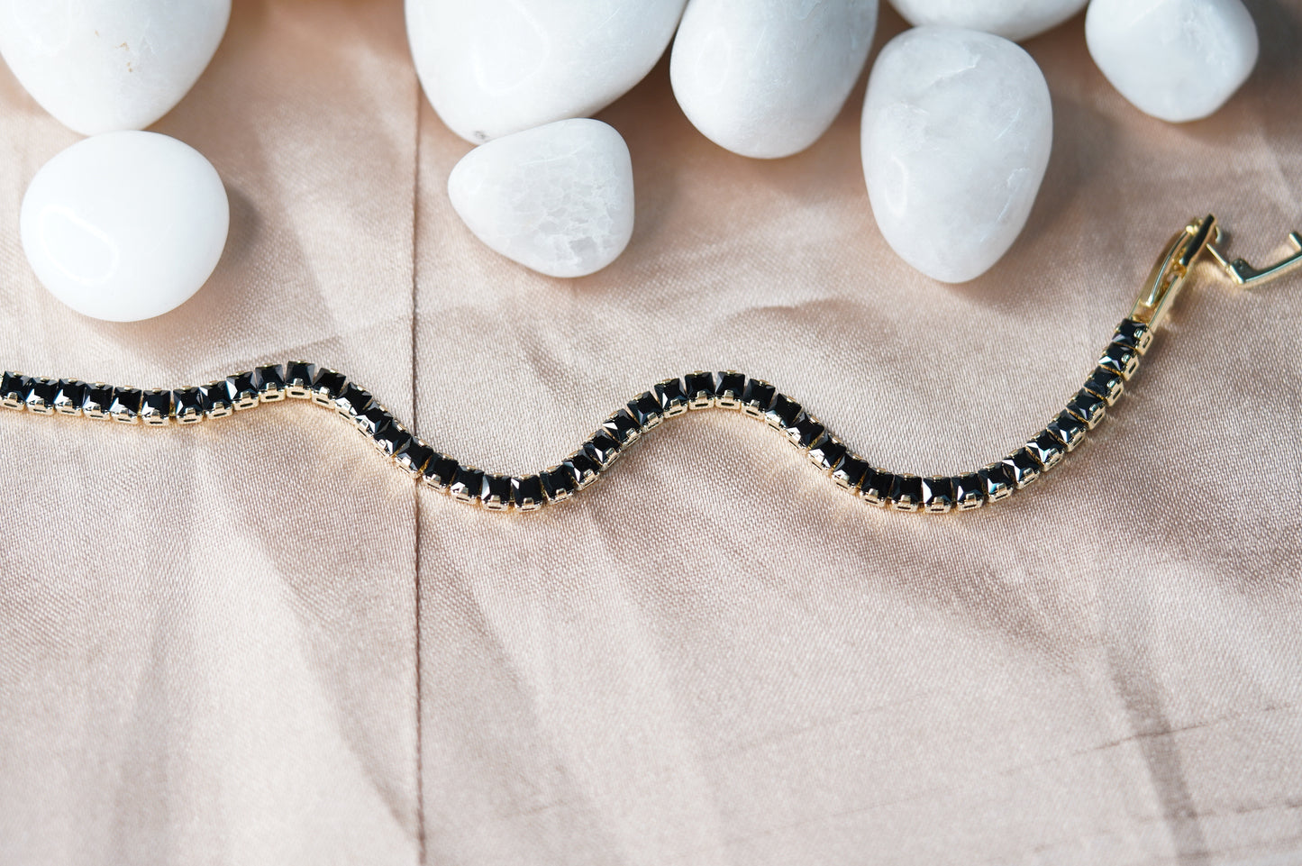 Black Tennis Bracelet, Black Jewelry, Tennis Bracelet, Black Gemstone Bracelet, Minimalist Bracelet, Dainty Bracelet, Gift for Her, Bracelet