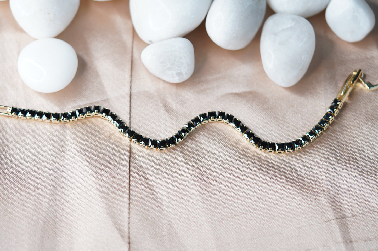 Black Tennis Bracelet, Black Jewelry, Tennis Bracelet, Black Gemstone Bracelet, Minimalist Bracelet, Dainty Bracelet, Gift for Her, Bracelet