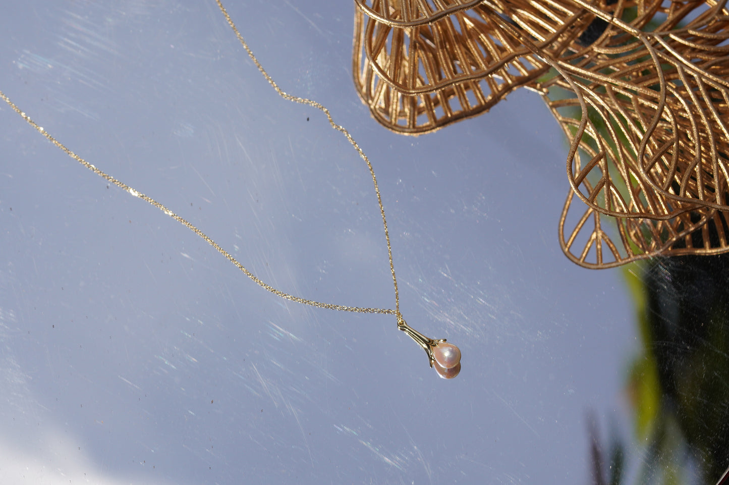 Dainty Pearl Drop Pendant Necklace – Minimalist Gold Tone Pearl Necklace for Women