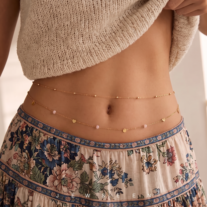 Layered Gold Belly Chain, Turquoise Waist Chain, Dainty Body Jewelry, Adjustable Waist Necklace, Festival & Beach Jewelry