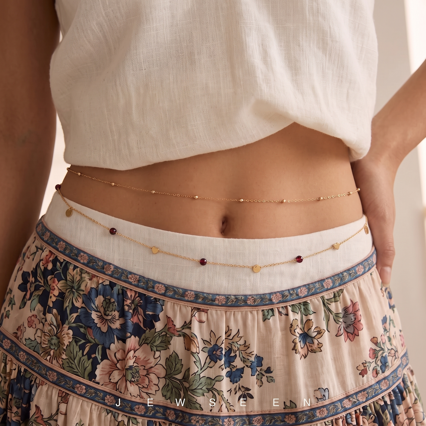 Layered Gold Belly Chain, Turquoise Waist Chain, Dainty Body Jewelry, Adjustable Waist Necklace, Festival & Beach Jewelry