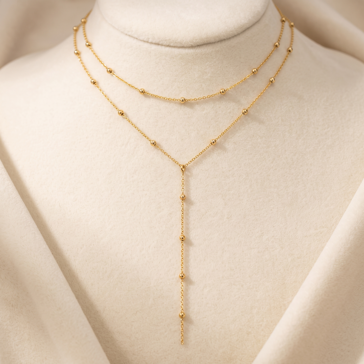 Gold Lariat Necklace, Dainty Y Drop Layered Necklace, Minimalist Jewelry Gift for Her