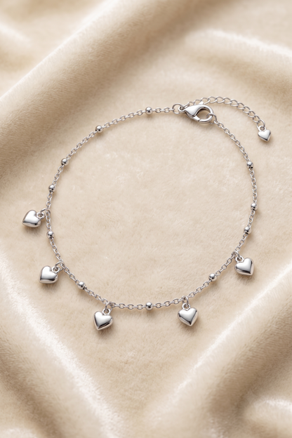 Silver Heart Charm Belly Chain, Dainty Waist Chain for Women, Minimalist Body Chain, Adjustable Waist Jewelry, Beach Jewelry Gift