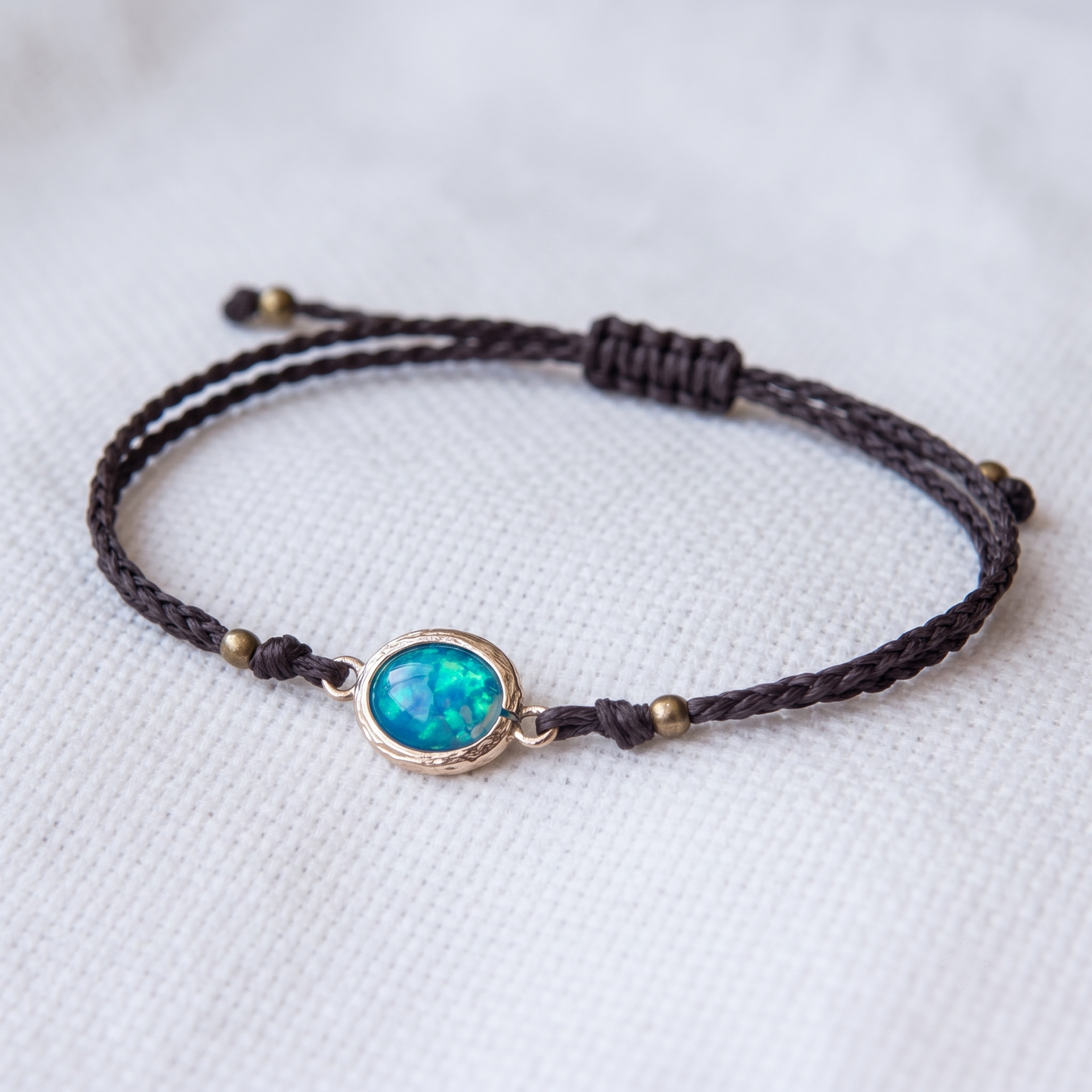 Blue Opal Beaded Anklet, Adjustable Macrame Anklet, Bohemian Beach Anklet, Summer Jewelry, Women's Gift