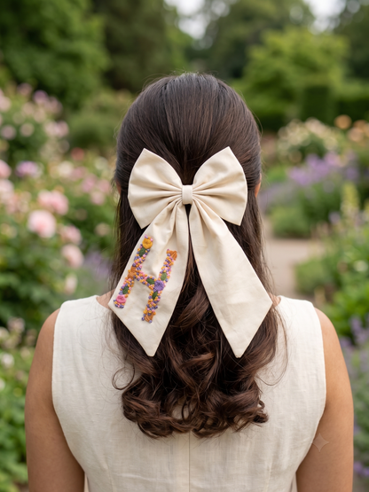 Personalized Name Hair Bow | Custom Black Fabric Bow with Acrylic Name | Girls Hair Clip | Baby Hair Bow | Birthday Gift | Photo Prop