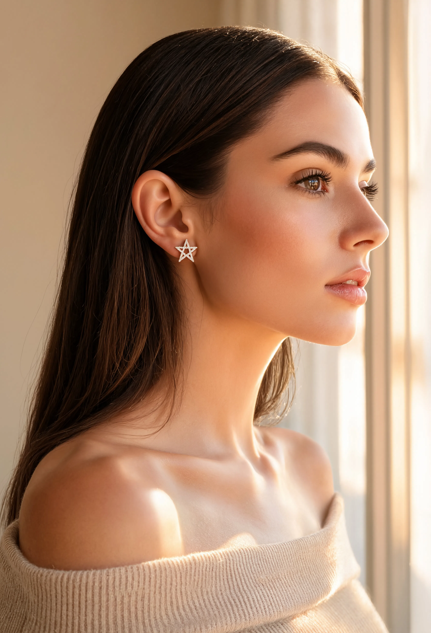 Celestial Spark Rose Gold Star Stud Earrings