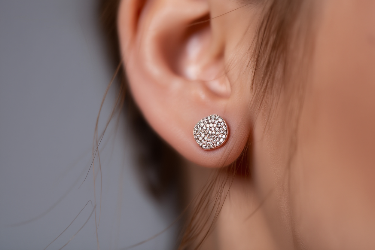 Rose Gold Tone Pavé Crystal Stud Earrings | Elegant Fashion Jewelry
