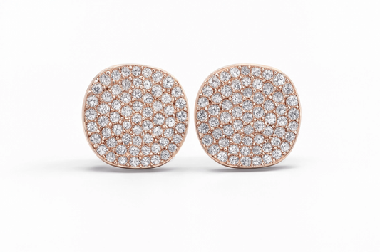Rose Gold Tone Pavé Crystal Stud Earrings | Elegant Fashion Jewelry