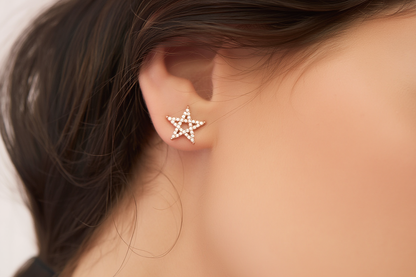 Celestial Spark Rose Gold Star Stud Earrings