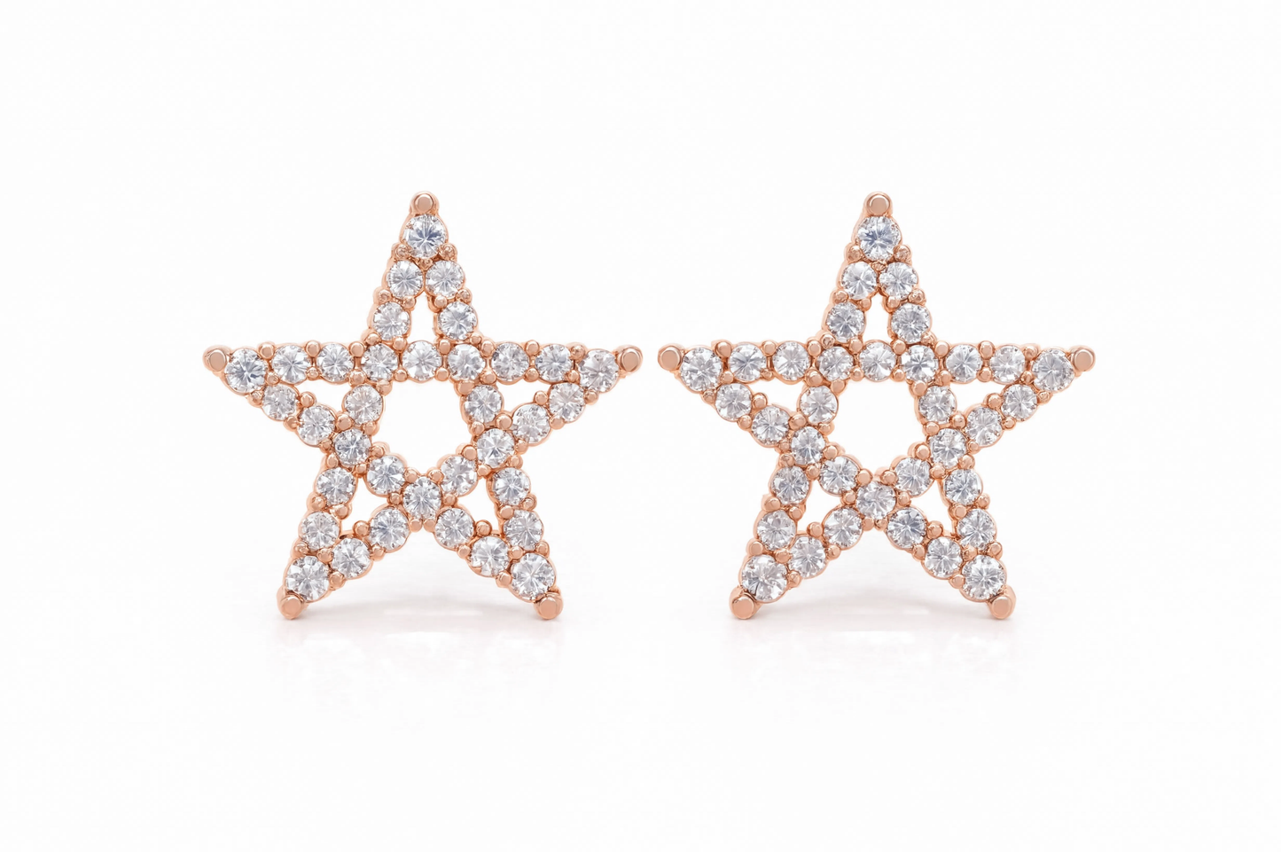 Celestial Spark Rose Gold Star Stud Earrings