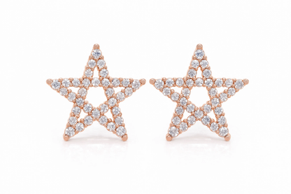Celestial Spark Rose Gold Star Stud Earrings
