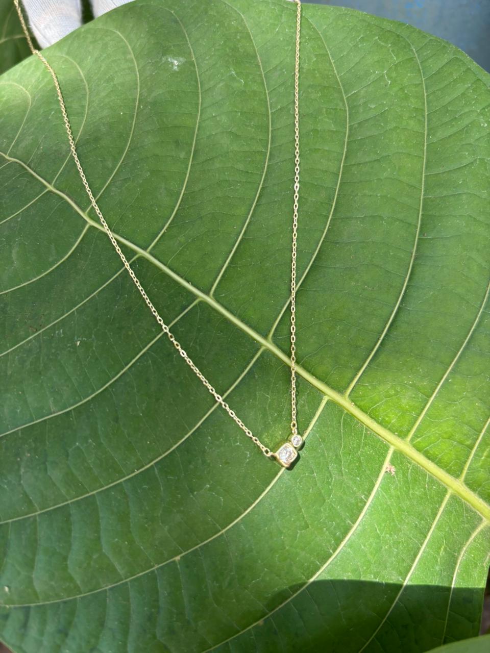Minimalist Round Cut Solitaire Pendant Necklace – Gold Tone Dainty Necklace for Women
