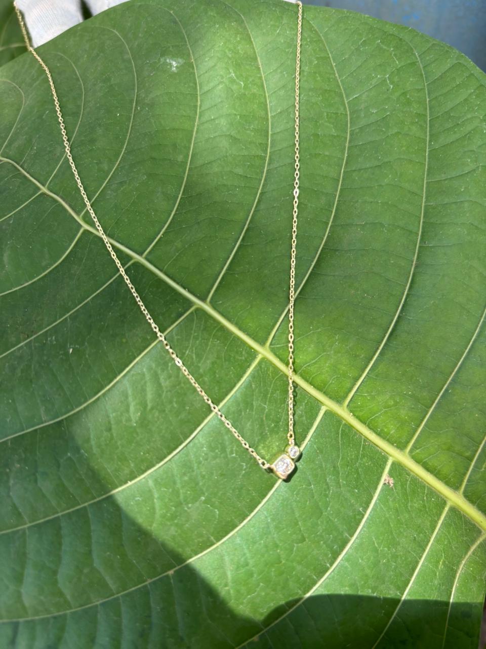 Minimalist Round Cut Solitaire Pendant Necklace – Gold Tone Dainty Necklace for Women