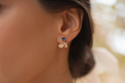 Blue Star Shooting Star Stud Earrings