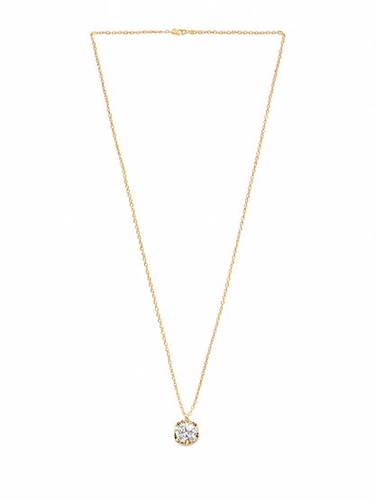 Minimalist Round Cut Diamond Necklace, Gold Bezel Necklace, Dainty Everyday Necklace, Layering Chain, Bridesmaid Gift for Her