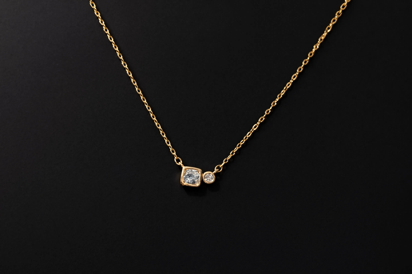 Minimalist Princess Cut Diamond Necklace, Gold Bezel Necklace, Dainty Everyday Necklace, Layering Chain, Bridesmaid Gift for Her