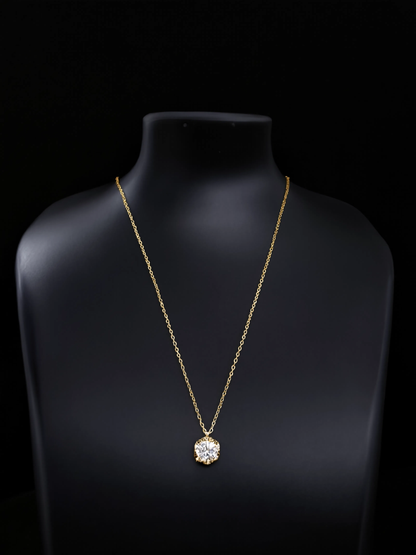 Minimalist Round Cut Diamond Necklace, Gold Bezel Necklace, Dainty Everyday Necklace, Layering Chain, Bridesmaid Gift for Her