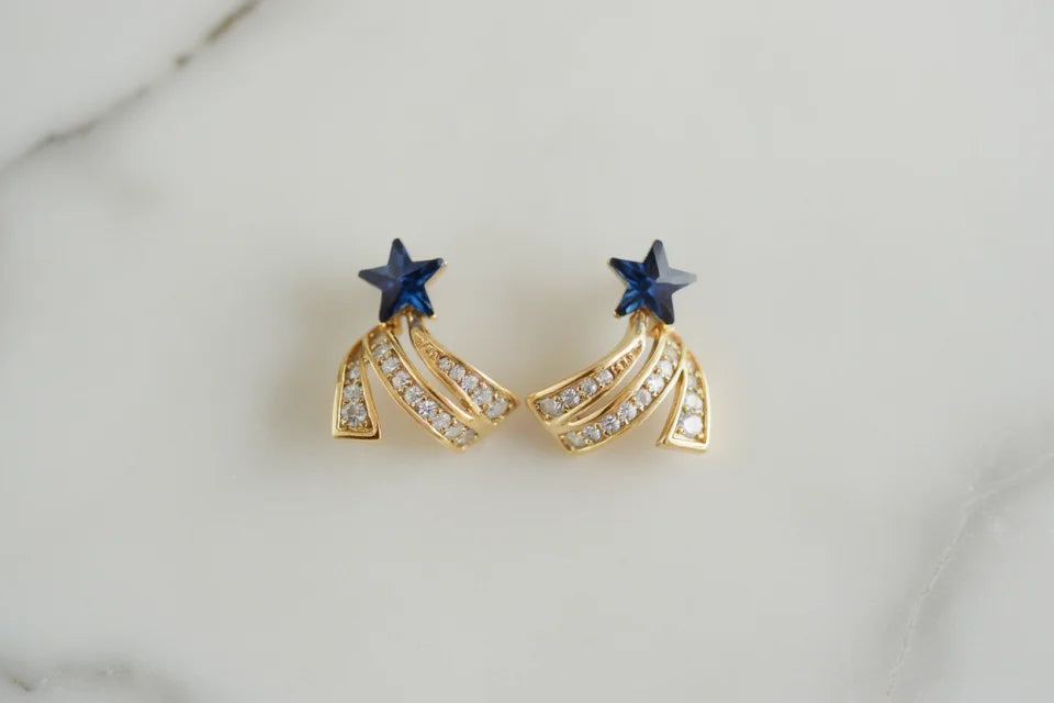 Blue Star Shooting Star Stud Earrings