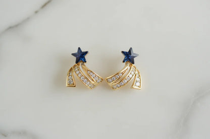 Blue Star Shooting Star Stud Earrings