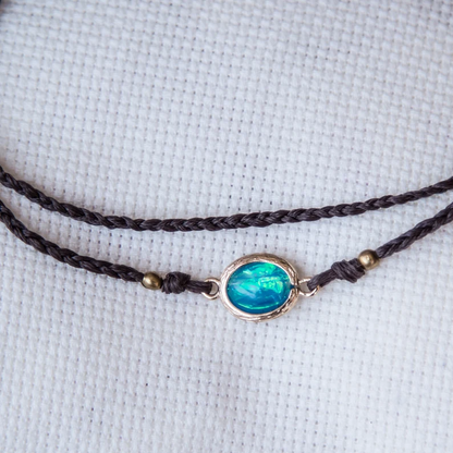 Blue Opal Beaded Anklet, Adjustable Macrame Anklet, Bohemian Beach Anklet, Summer Jewelry, Women's Gift
